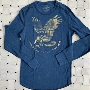 AE American Eagle Men’s blue Heritage thermal long sleeve shirt XS